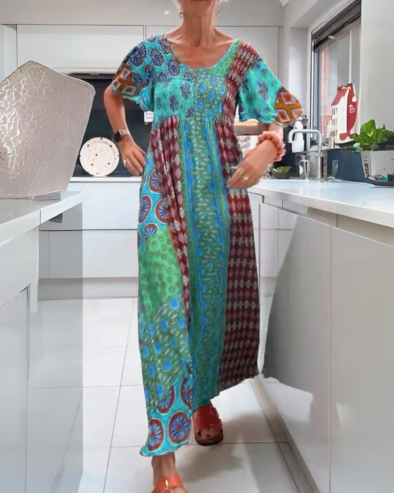 Boho Floral A-Line Maxi Dress for Festivals | Mira 3