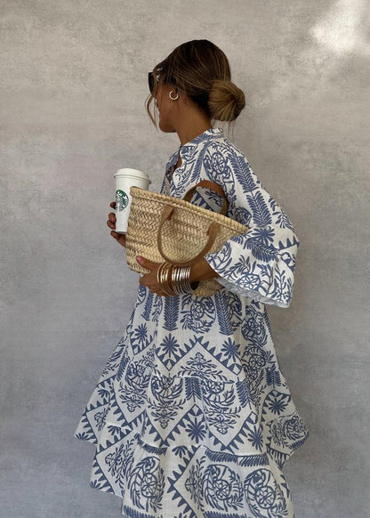 Boho Printed Long Sleeve Mini Dress for Casual Outings | Sia 3