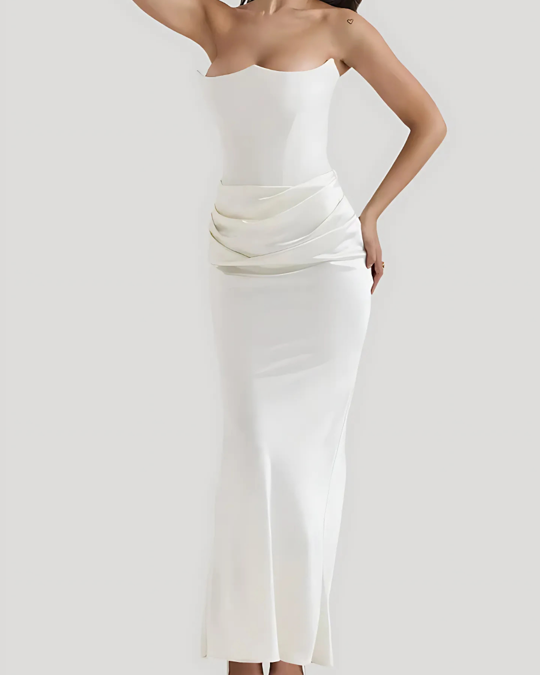 Brooklyn | Womens Wedding Guest Satin Draped Sleeveless Fitted Flowing Maxi Dress 8