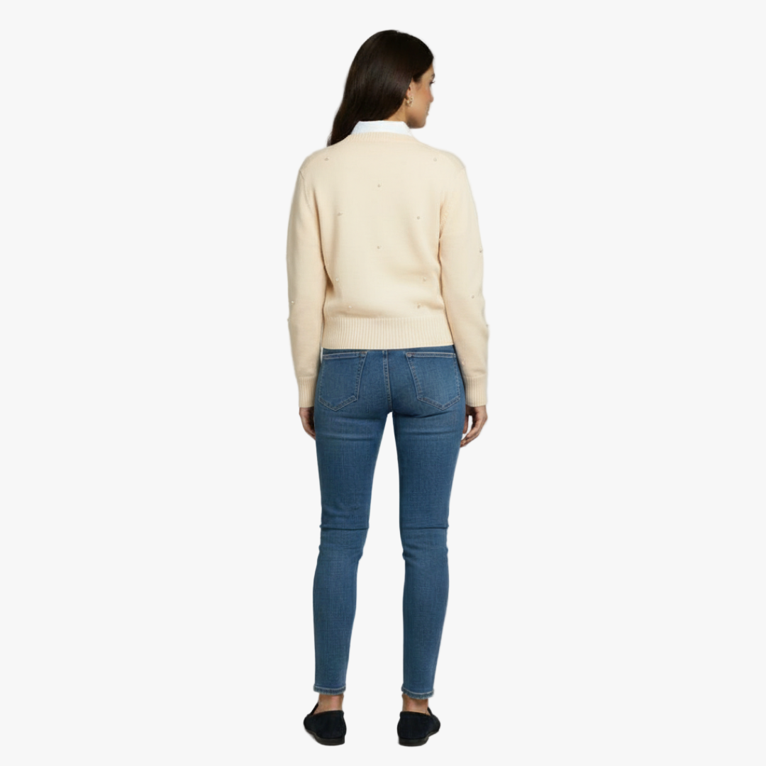 Amara | Women Embellished Button-Up Soft Knit Long Cardigan with Round Neck and Long Sleeves 4