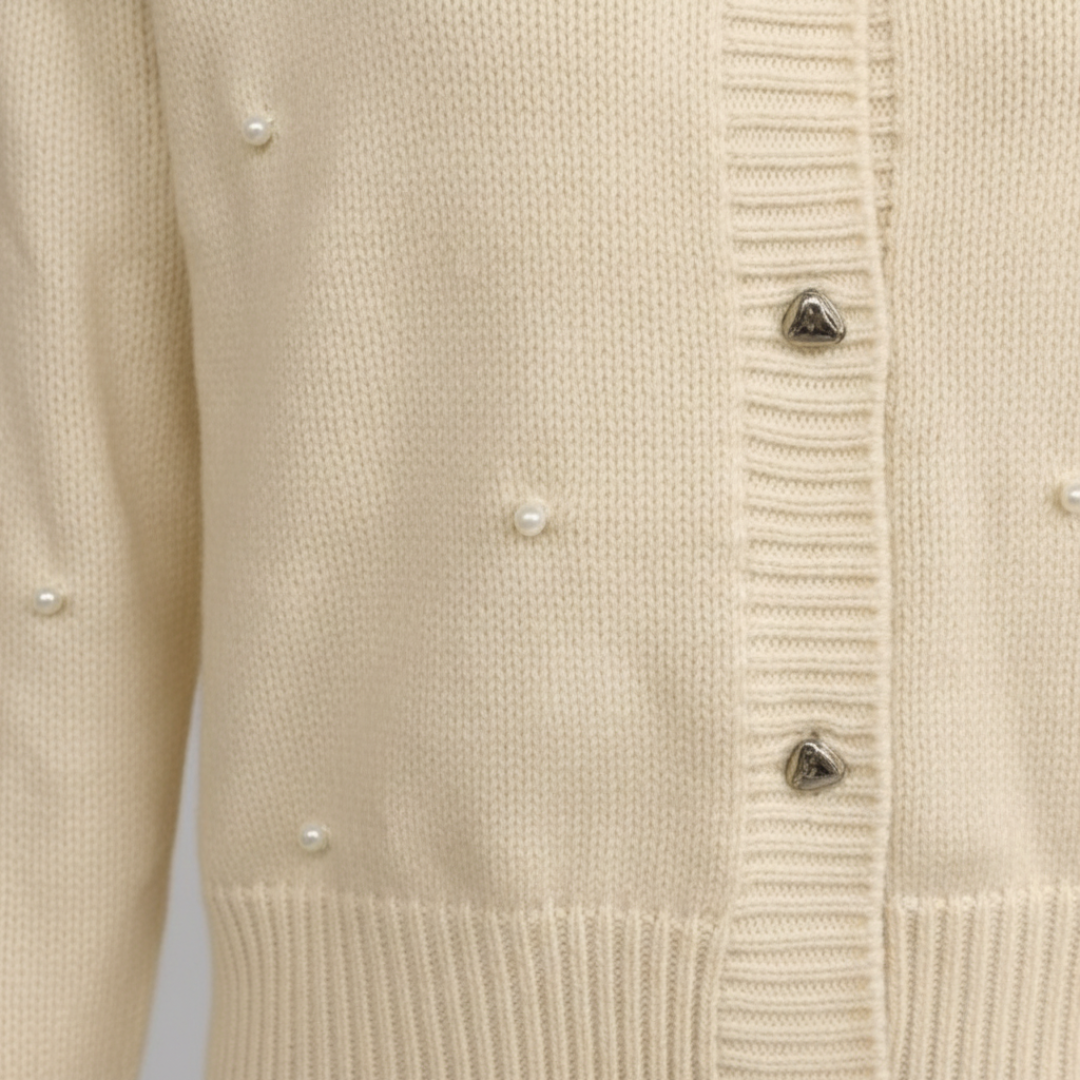 Amara | Women Embellished Button-Up Soft Knit Long Cardigan with Round Neck and Long Sleeves 5