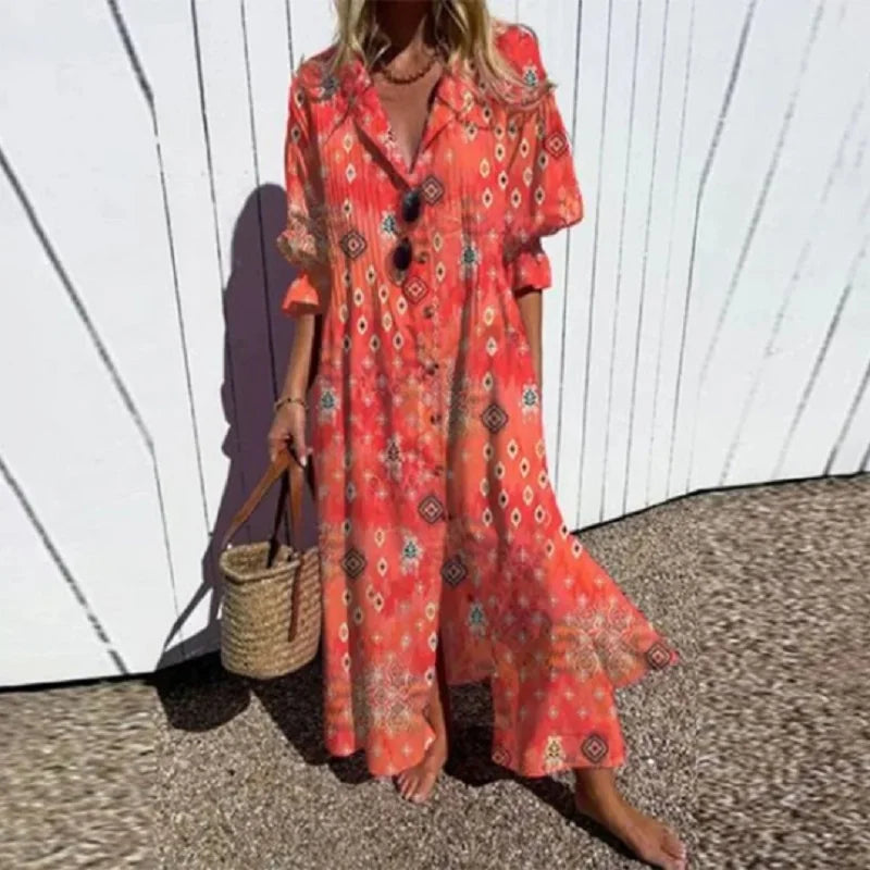 Cassidy | Womens Wedding Guest Chiffon Puff Sleeve A-Line Maxi Dress with Flowing Skirt 4
