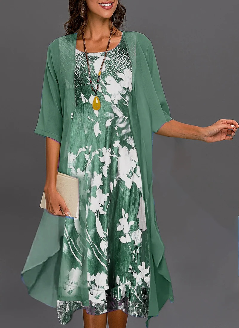 Casual Floral Layered Midi Dress for Gatherings | Mira 1