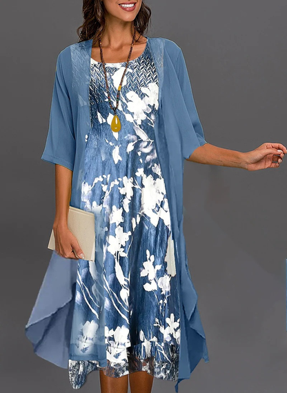 Casual Floral Layered Midi Dress for Gatherings | Mira 3