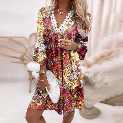 Casual Floral V-Neck Mini Dress for Outings | Mira 2