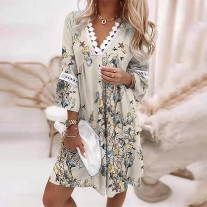 Casual Floral V-Neck Mini Dress for Outings | Mira 5