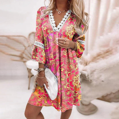 Casual Floral V-Neck Mini Dress for Outings | Mira 6