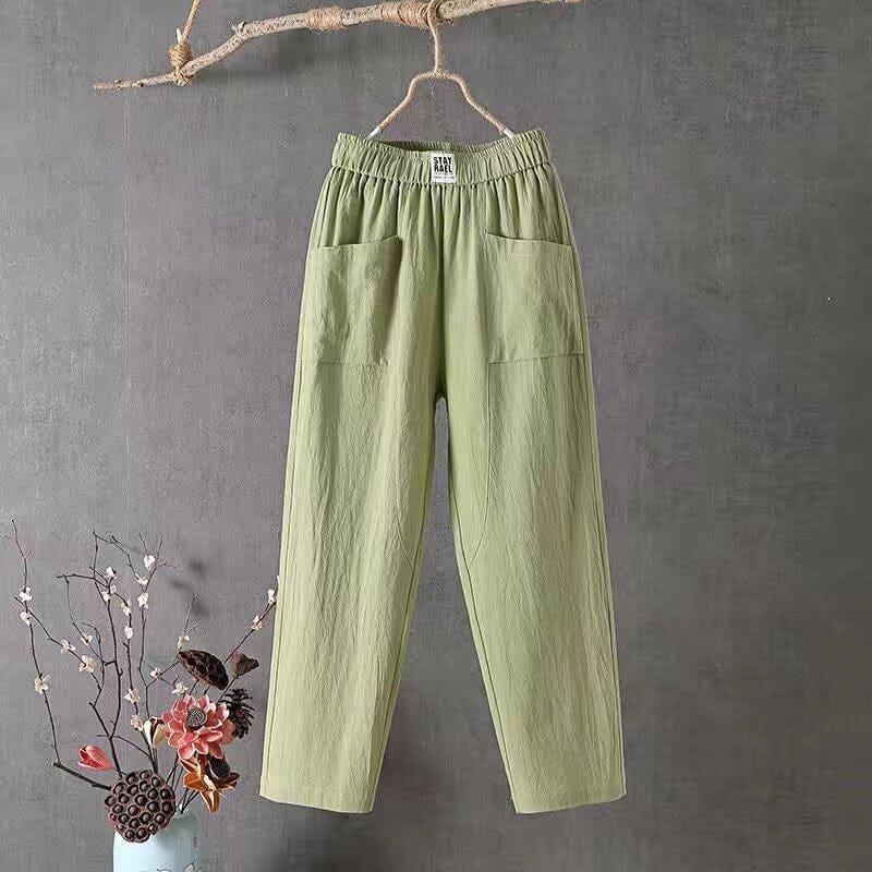 Amara | Women Elastic Waist Straight Leg Relaxed Fit Casual Trousers 1
