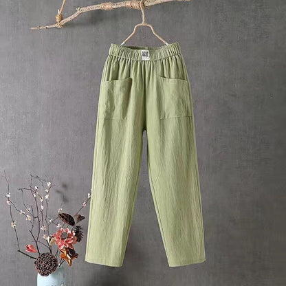 Amara | Women Elastic Waist Straight Leg Relaxed Fit Casual Trousers 1
