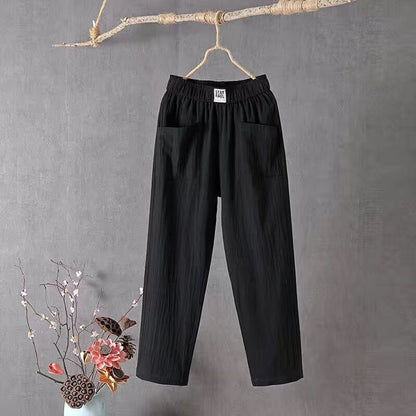 Amara | Women Elastic Waist Straight Leg Relaxed Fit Casual Trousers 3