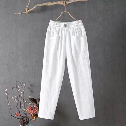 Amara | Women Elastic Waist Straight Leg Relaxed Fit Casual Trousers 4