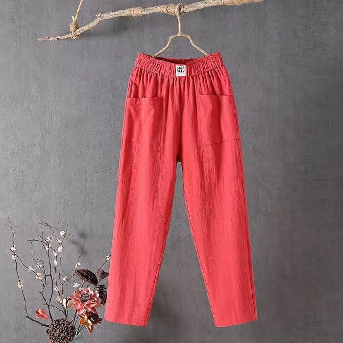 Amara | Women Elastic Waist Straight Leg Relaxed Fit Casual Trousers 5