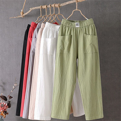Amara | Women Elastic Waist Straight Leg Relaxed Fit Casual Trousers 8