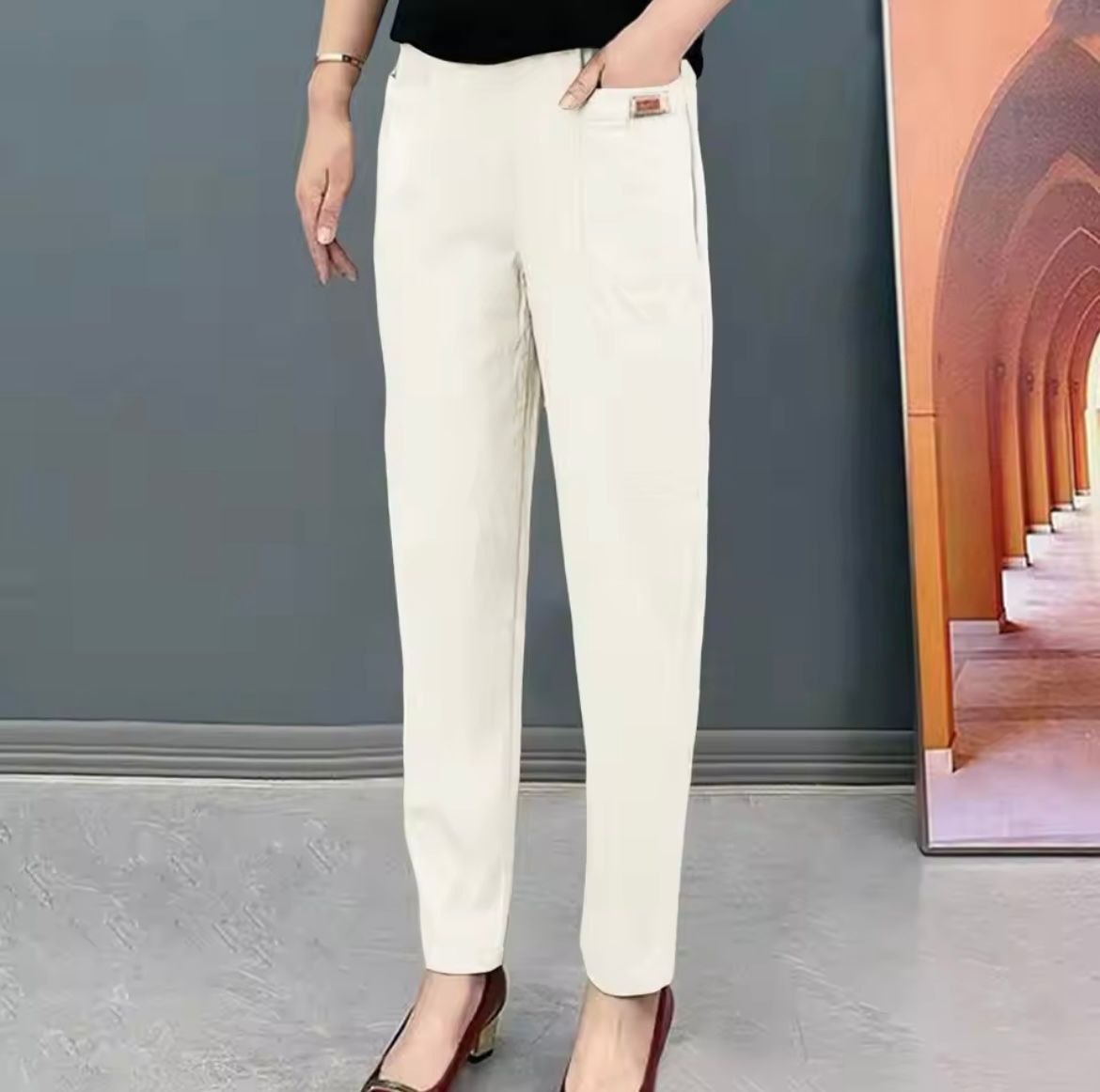 Elara | Women High Waist Straight Leg Relaxed Fit Casual Everyday Trousers 7