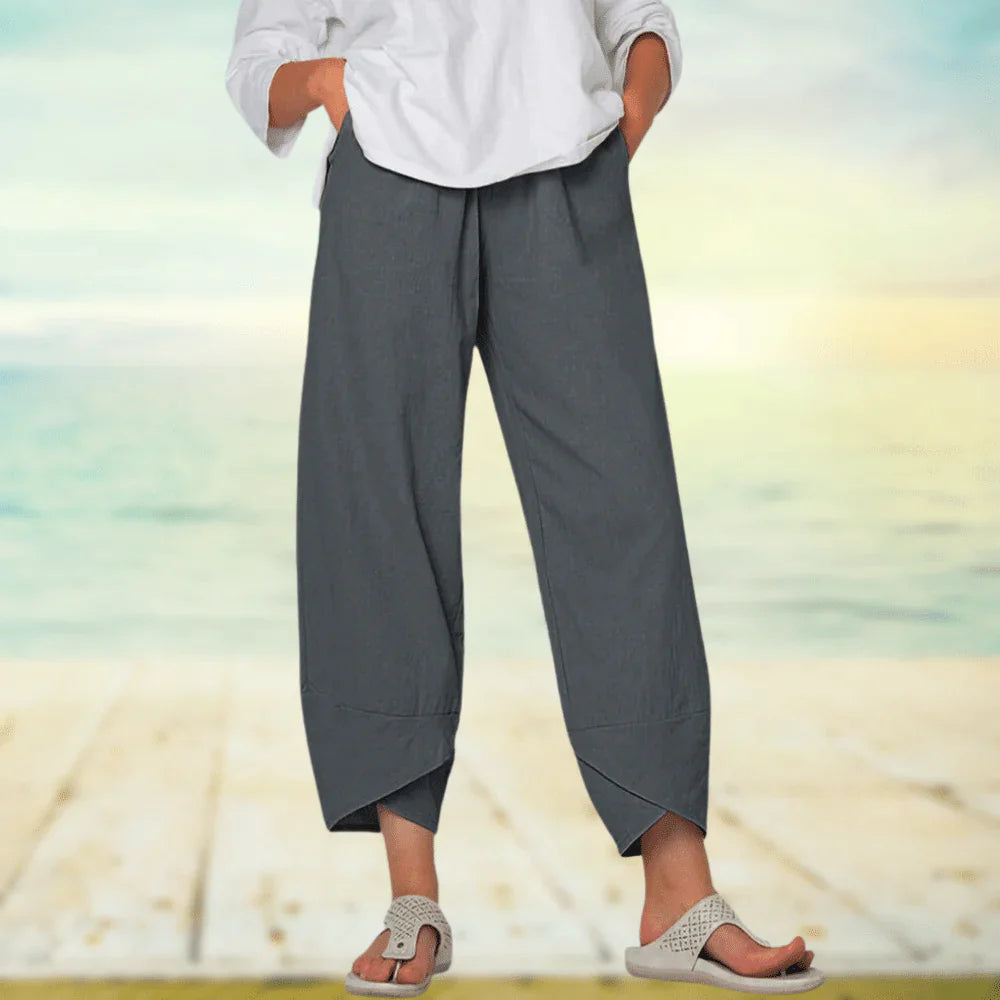 Amara | Women High Waist Straight Leg Relaxed Fit Lightweight Casual Trousers 2