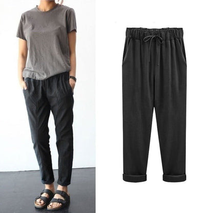 Freya | Women Elastic Waist Tapered Leg Relaxed Fit Lightweight Casual Trousers 2