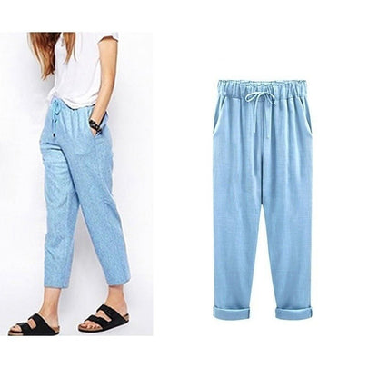 Freya | Women Elastic Waist Tapered Leg Relaxed Fit Lightweight Casual Trousers 3
