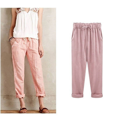 Freya | Women Elastic Waist Tapered Leg Relaxed Fit Lightweight Casual Trousers 5