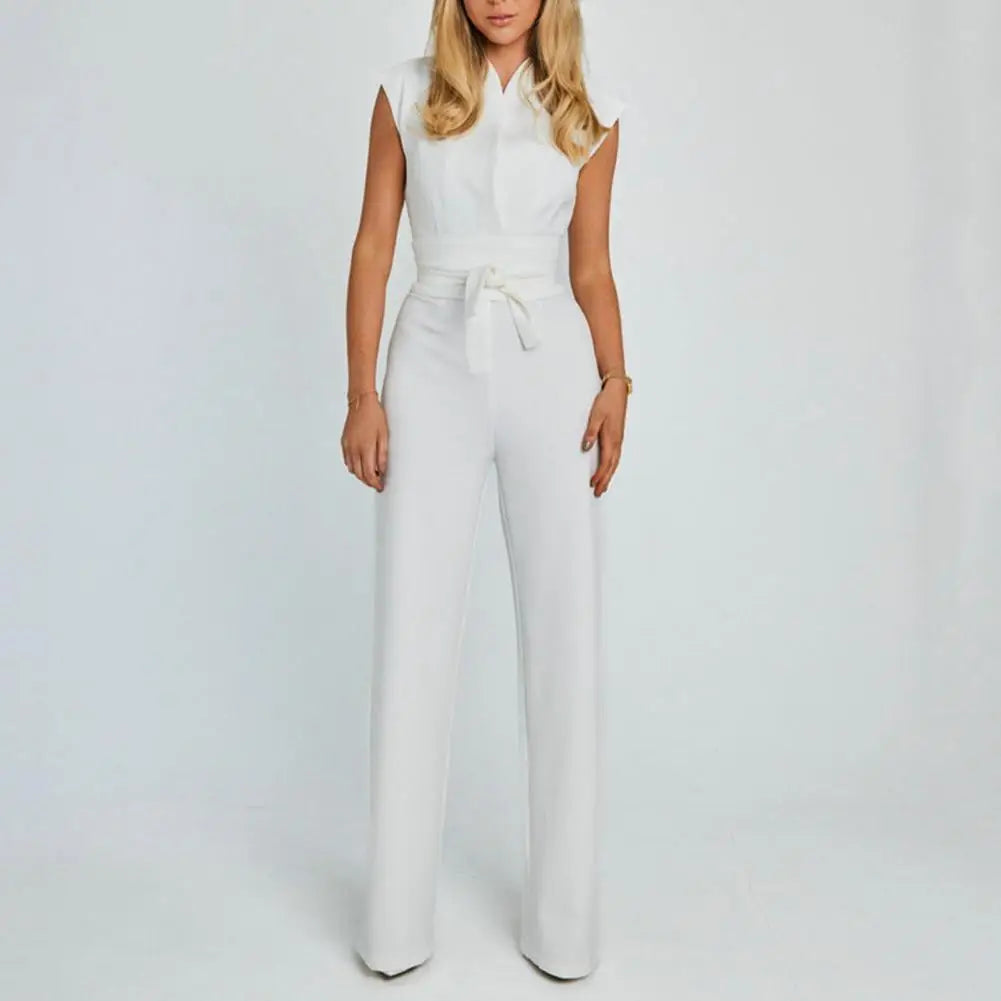 Celeste | Women Elegant Wide Leg Jumpsuit Sleeveless V-Neck Chic 2