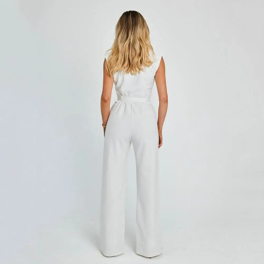 Celeste | Women Elegant Wide Leg Jumpsuit Sleeveless V-Neck Chic 3