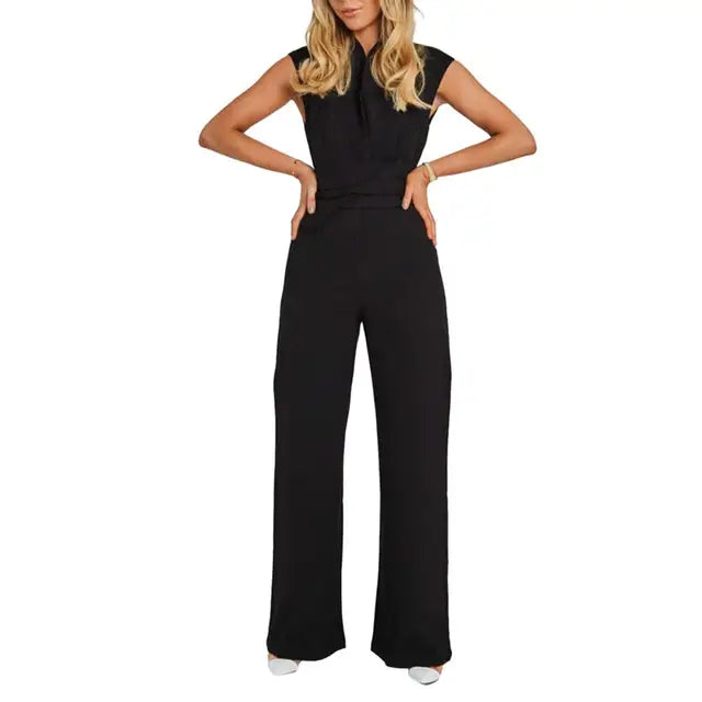 Celeste | Women Elegant Wide Leg Jumpsuit Sleeveless V-Neck Chic 7