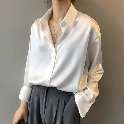 Celeste | Womens Elegant Relaxed Fit Satin Blend Draped Blouse 2