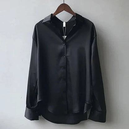 Celeste | Womens Elegant Relaxed Fit Satin Blend Draped Blouse 4