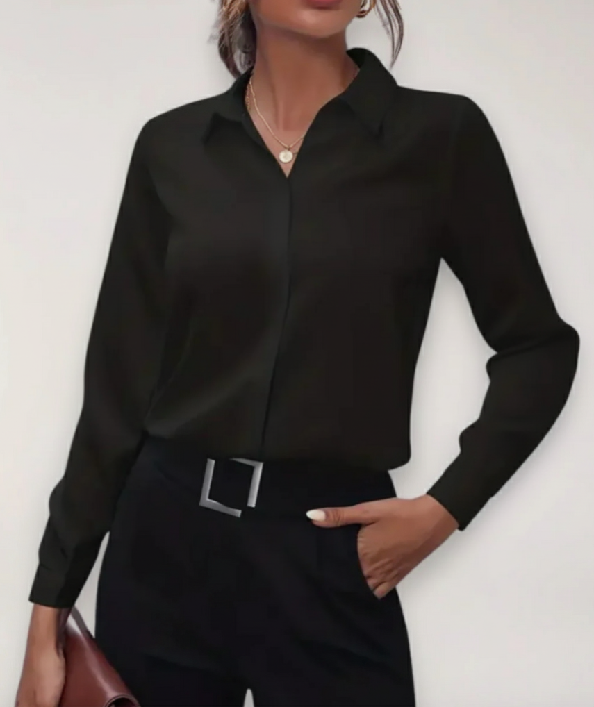 Celeste | Womens Elegant Tailored Long Sleeve Classic Collar Button-Up Blouse 1