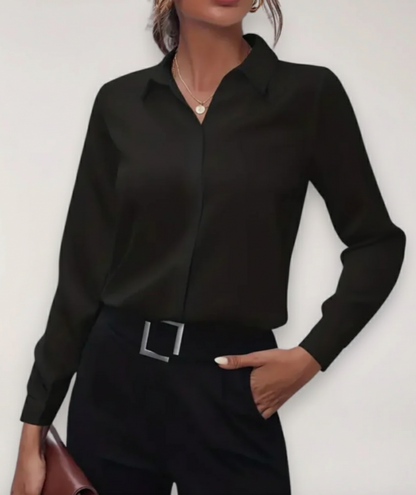 Celeste | Womens Elegant Tailored Long Sleeve Classic Collar Button-Up Blouse 1