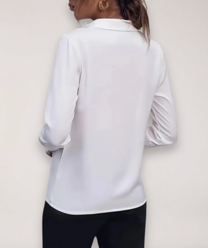Celeste | Womens Elegant Tailored Long Sleeve Classic Collar Button-Up Blouse 3