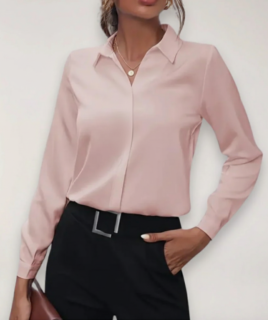 Celeste | Womens Elegant Tailored Long Sleeve Classic Collar Button-Up Blouse 6
