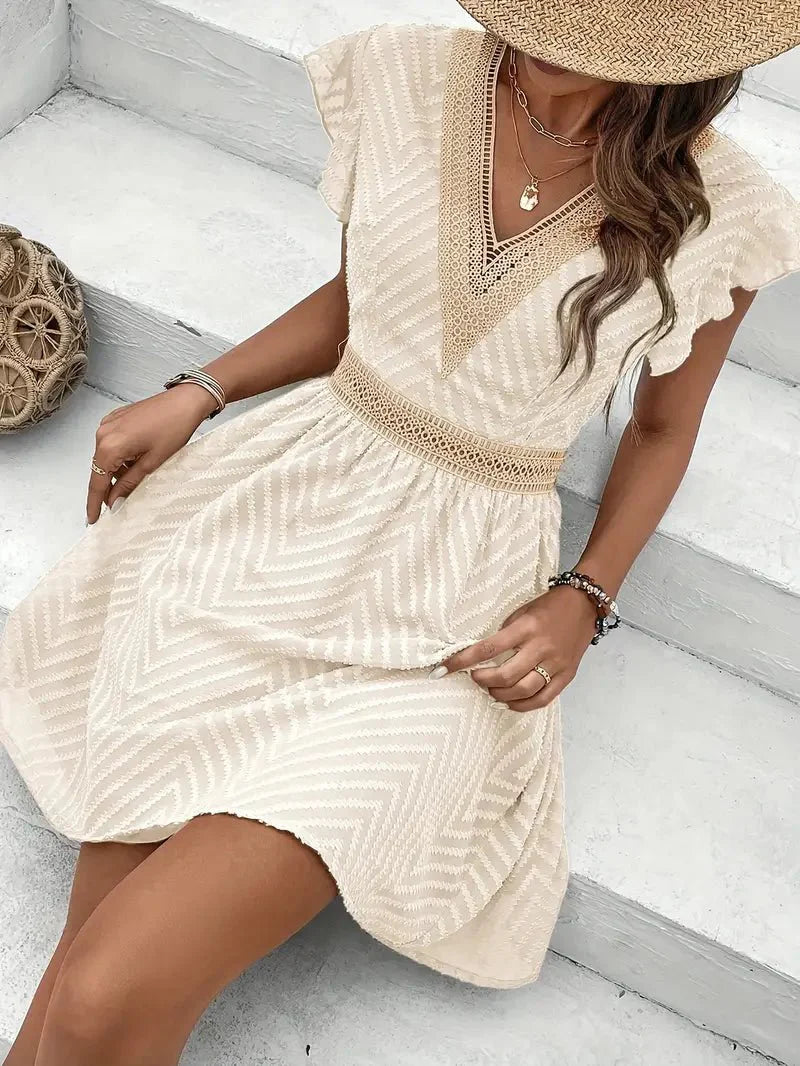 Charlotte™ | Womens Wedding Guest Chiffon Sweetheart Sleeveless A-Line Flowing Mini Dress 5