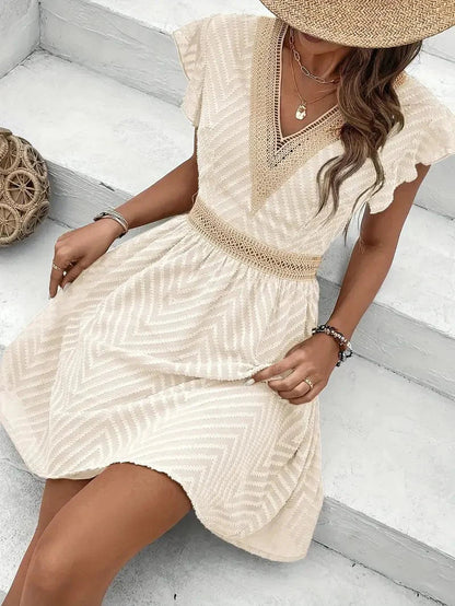 Charlotte™ | Womens Wedding Guest Chiffon Sweetheart Sleeveless A-Line Flowing Mini Dress 5