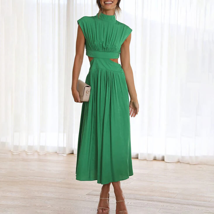 Chloé | Womens Wedding Guest Chiffon Halter Sleeveless Relaxed Fit Flowing Midi Dress 1