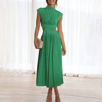 Chloé | Womens Wedding Guest Chiffon Halter Sleeveless Relaxed Fit Flowing Midi Dress 1