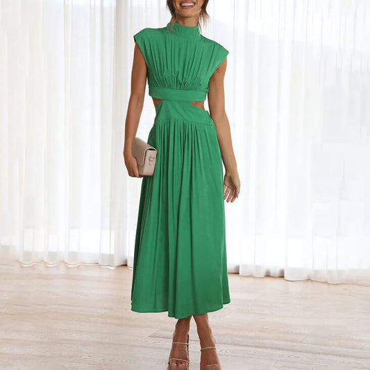 Chloé | Womens Wedding Guest Chiffon Halter Sleeveless Relaxed Fit Flowing Midi Dress 1