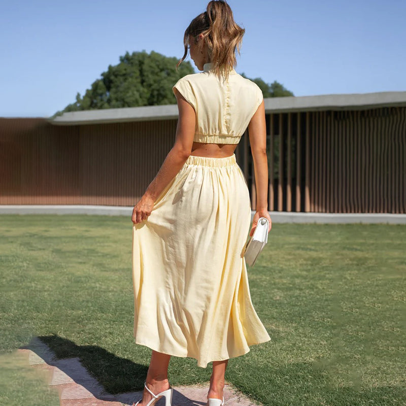Chloé | Womens Wedding Guest Chiffon Halter Sleeveless Relaxed Fit Flowing Midi Dress 8