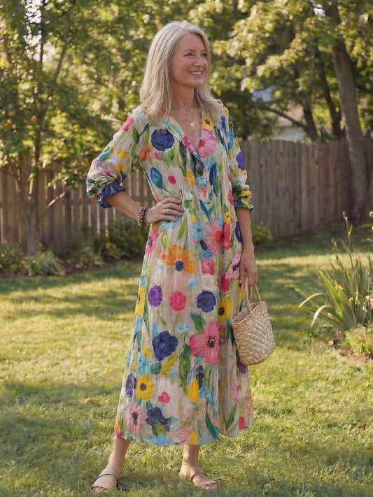 Cleo | Womens Summer Holiday Chiffon Collared Maxi Dress 1