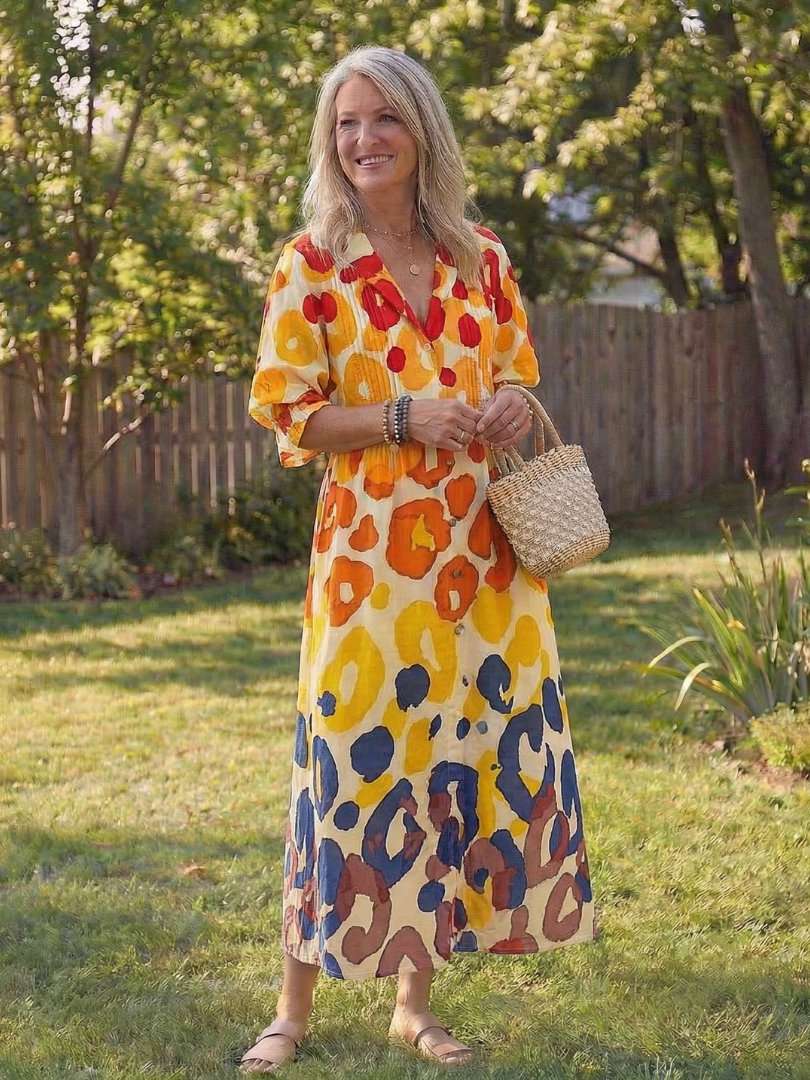 Cleo | Womens Summer Holiday Chiffon Collared Maxi Dress 8