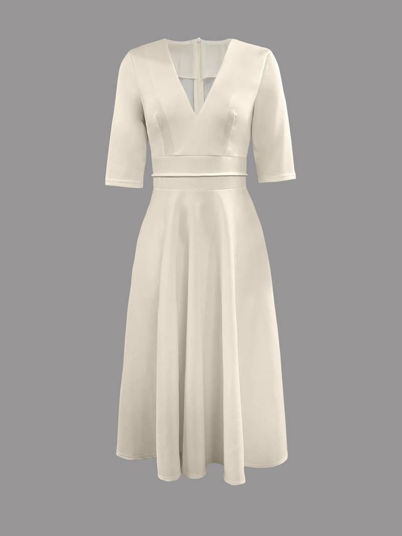 Daisy | Womens Wedding Guest Satin Sleeveless Flared Midi Dress with Elegant Movement 5