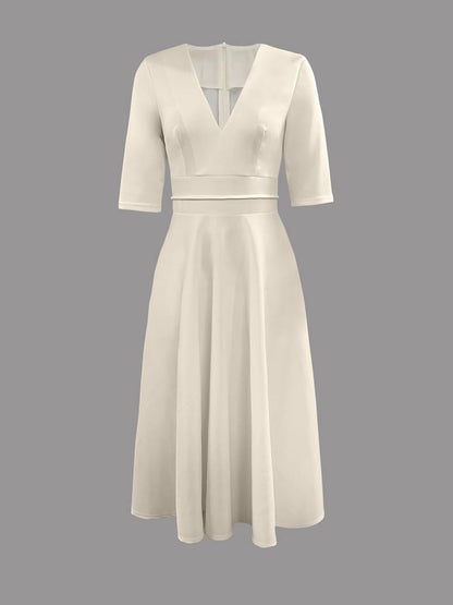 Daisy | Womens Wedding Guest Satin Sleeveless Flared Midi Dress with Elegant Movement 5