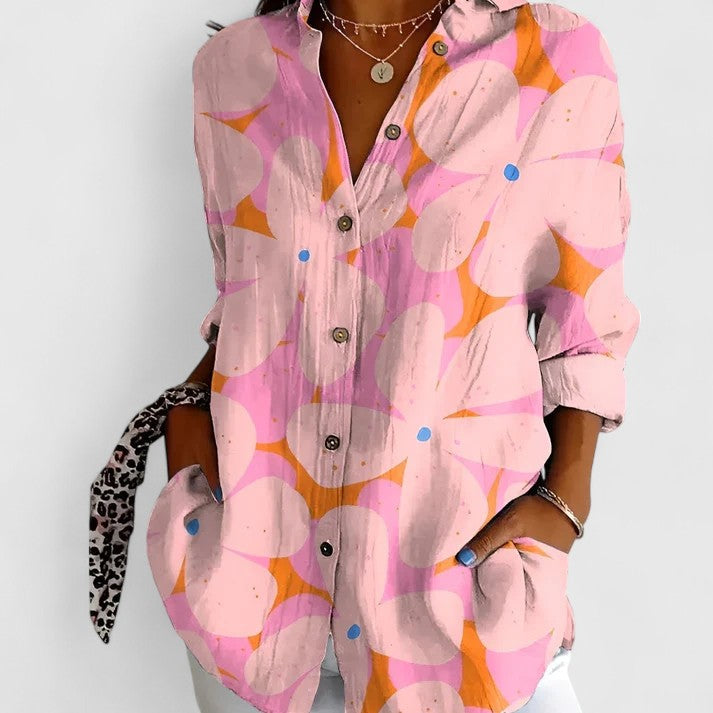 Daphne | Womens Chic Relaxed Fit Floral Draped Blouse 5