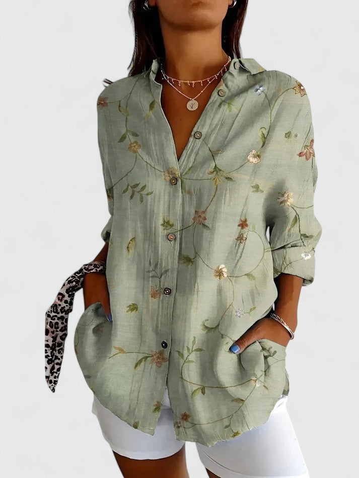 Daphne | Womens Chic Relaxed Fit Floral Draped Blouse 6