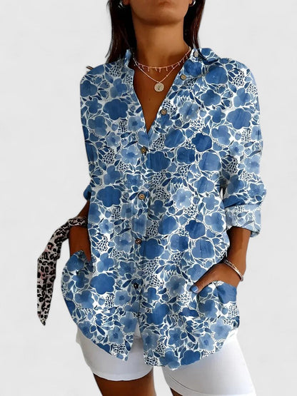 Daphne | Womens Chic Relaxed Fit Floral Draped Blouse 7