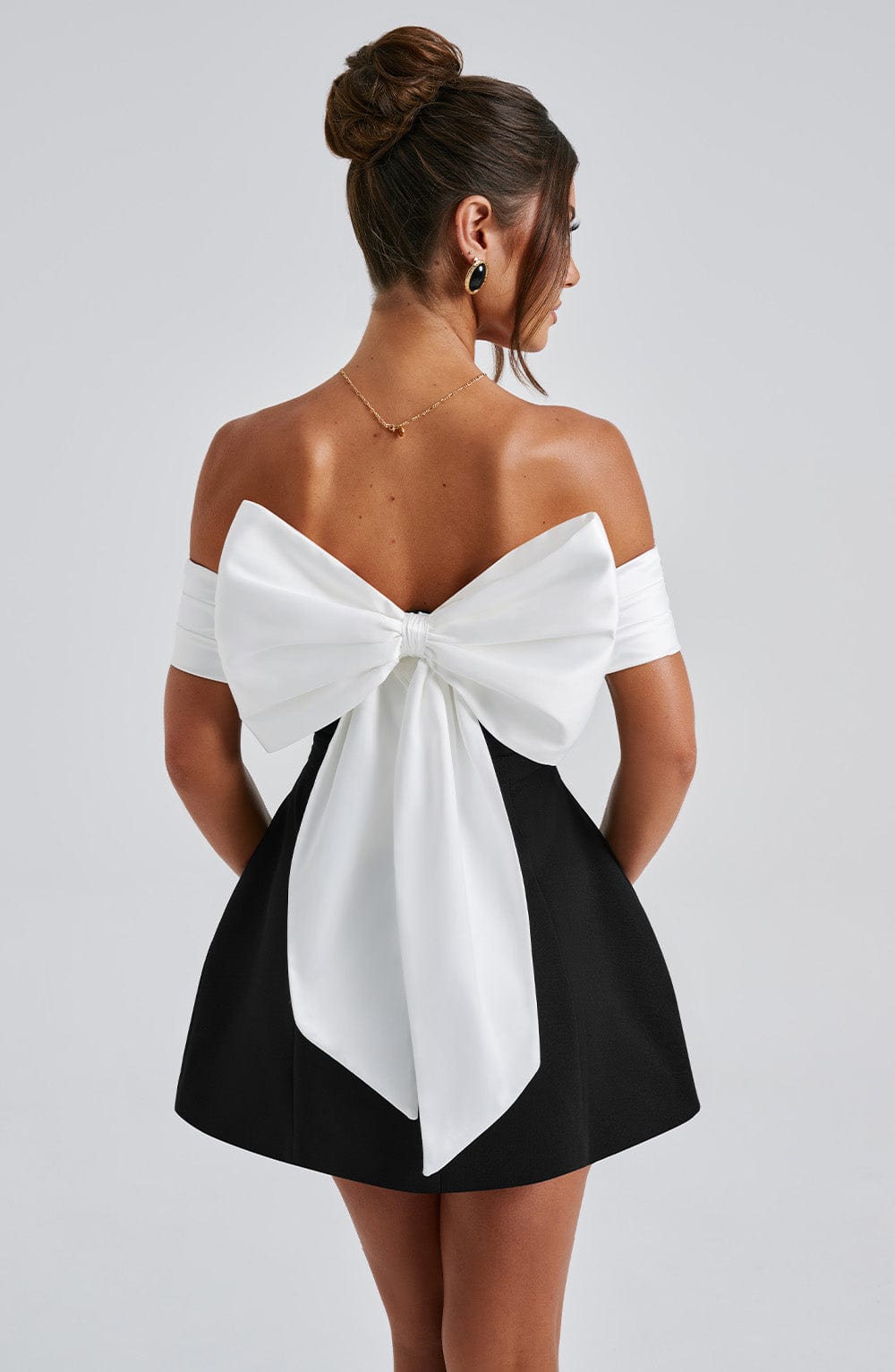 Delta | Womens Party Off Shoulder Flared Satin Mini Dress 6