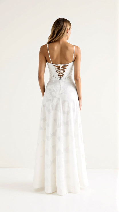 Donna | Womens Wedding Guest Satin Bustier Sleeveless Fitted Structured Maxi Dress 5