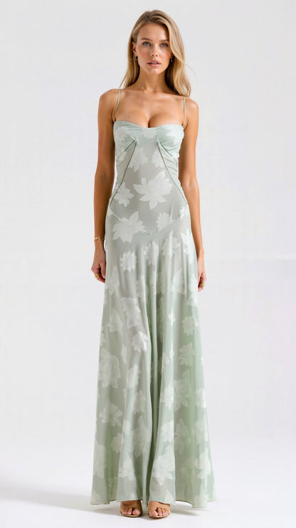 Donna | Womens Wedding Guest Satin Bustier Sleeveless Fitted Structured Maxi Dress 6