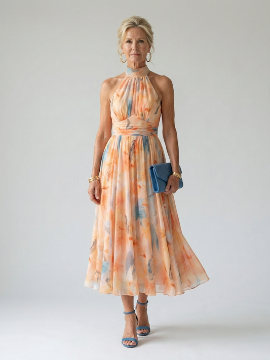 Elin | Womens Summer Holiday Lightweight Gathered Midi Dress 1