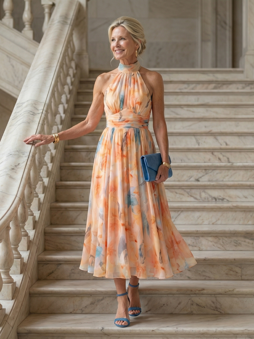 Elin | Womens Summer Holiday Lightweight Gathered Midi Dress 4