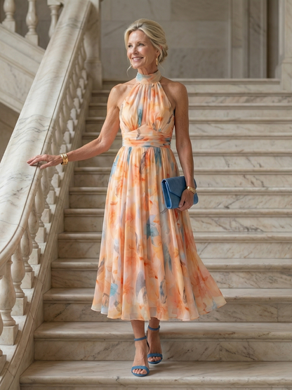 Elin | Womens Summer Holiday Lightweight Gathered Midi Dress 4